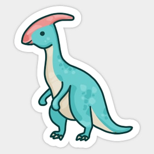 Cute blue parasaurolophus, dino, dinosaur Sticker